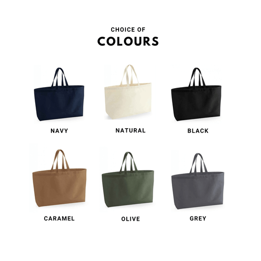 Custom text Oversized tote bag. Different colours available. - Put A Name On It