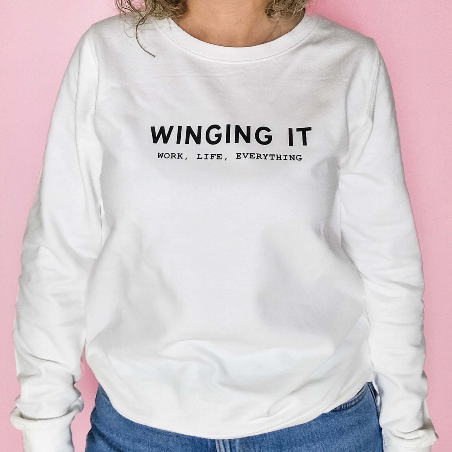 Effortlessly Stylish: Winging It Slogan Sweatshirt - Trendy & Comfortable Casual Wear - Put A Name On It