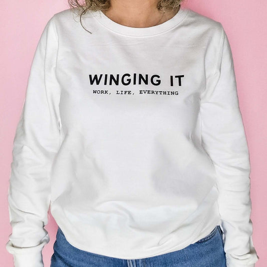 Effortlessly Stylish: Winging It Slogan Sweatshirt - Trendy & Comfortable Casual Wear - Put A Name On It