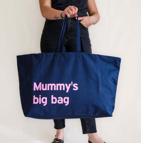 Custom Extra-Large Tote Bag – "Mummy's Big Bag" Design | Personalised Oversized Canvas Bag with Any Text - Put A Name On It