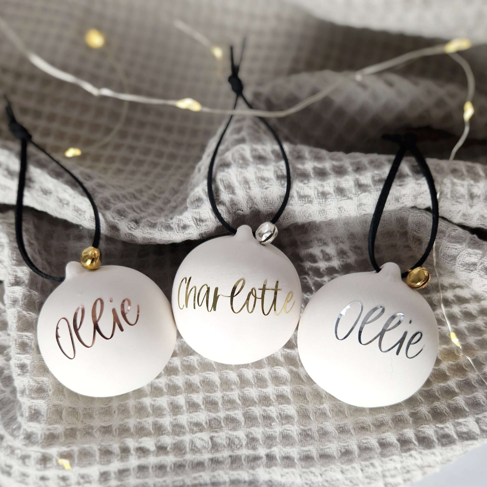 Personalised Ceramic Christmas Baubles. Christmas decorations. Christmas ornaments. Personalised ornaments. Christmas Gifts - Put A Name On It