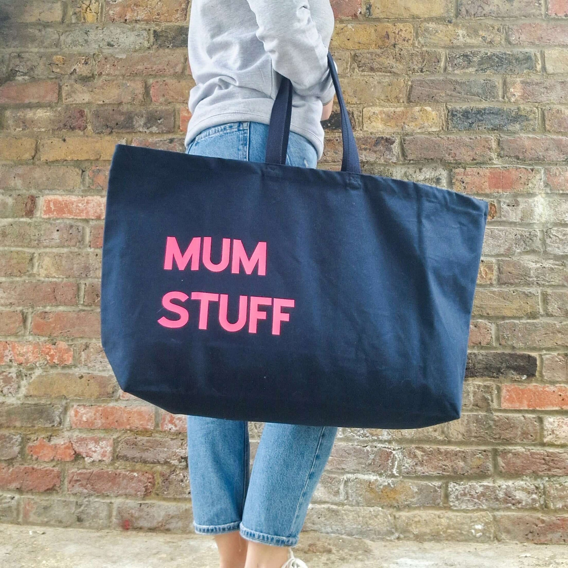 Oversized tote bag. Custom text tote. Mum Stuff. Extra Large Tote - Put A Name On It