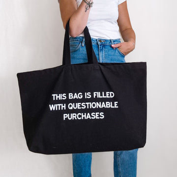 Oversized Personalised Tote Bag . Funny Quote Shopper - Put A Name On It