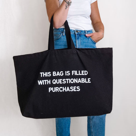 Oversized Personalised Tote Bag . Funny Quote Shopper - Put A Name On It