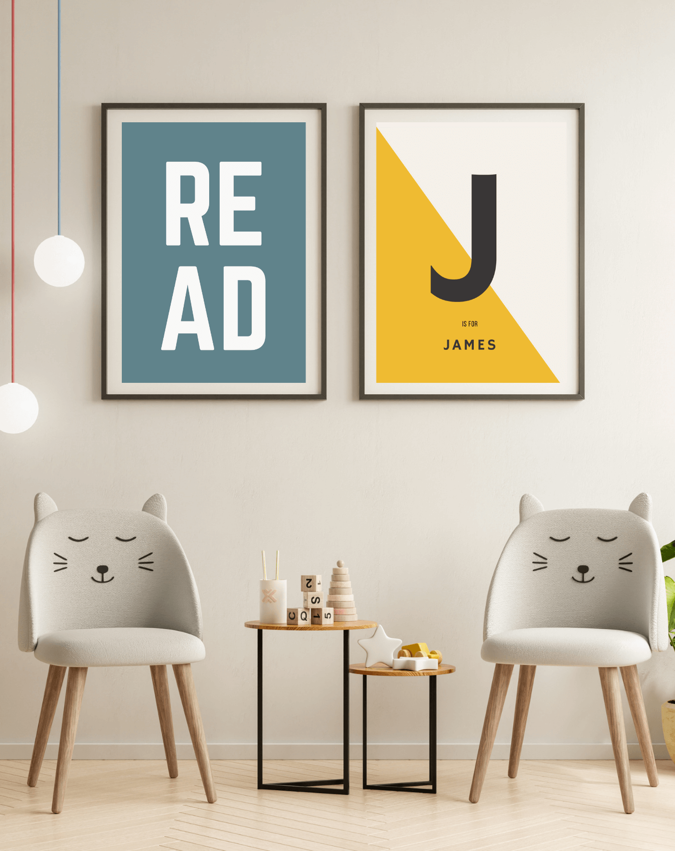 Custom Initial Wall Art. Personalised Scandi inspired print. Initial Print. - MoNat&Bag