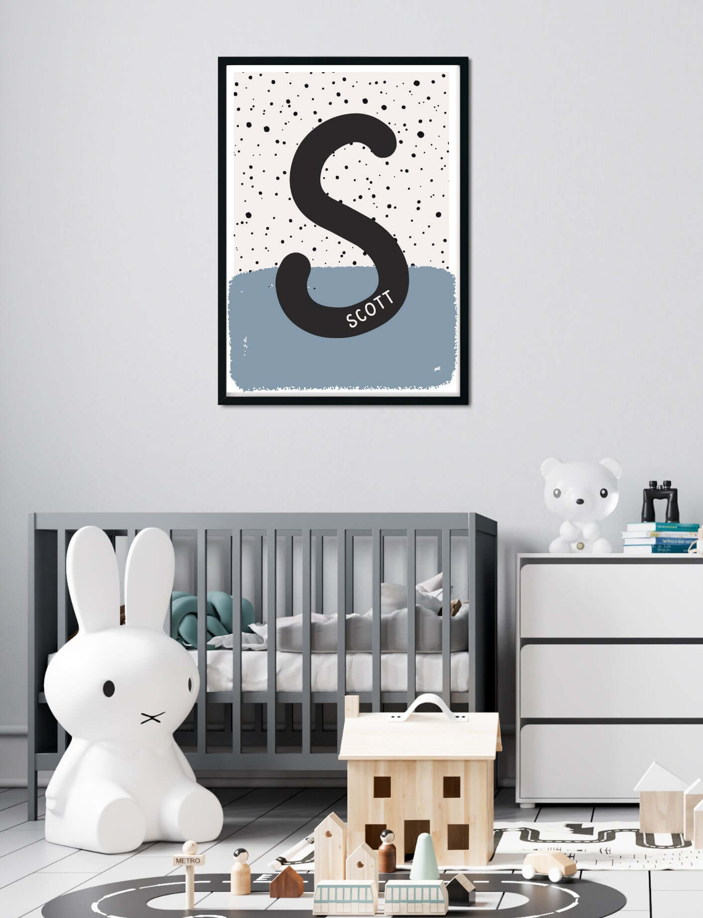Personalised Scandi inspired print. Initial Print. Custom Initial Wall Art. - MoNat&Bag
