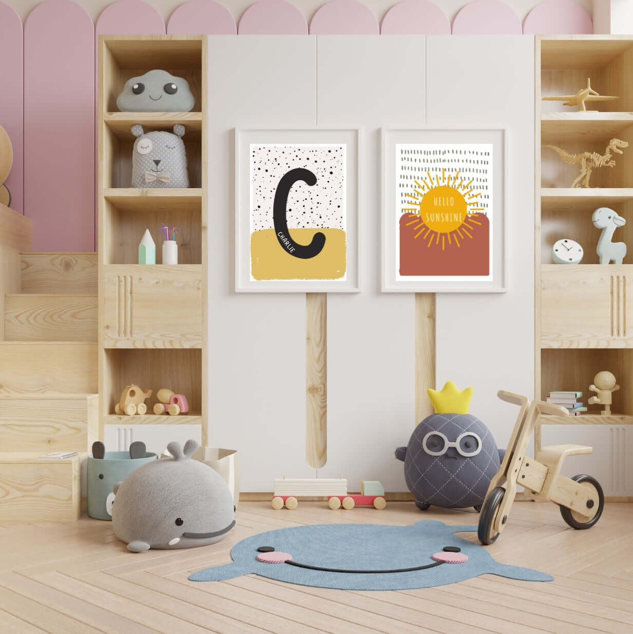 Personalised Scandi inspired print. Initial Print. Custom Initial Wall Art. - MoNat&Bag