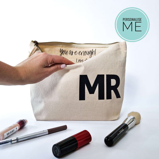 Make up pouch with personalised message inside. Personalised accessory bag. Different Colours Available. - Put A Name On It