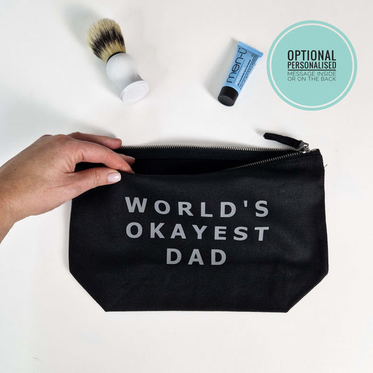 Okayest dad. Gift pouch with personalised message inside. Different Colours Available. - Put A Name On It