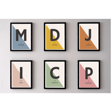 Custom Initial Wall Art. Personalised Scandi inspired print. Initial Print. - MoNat&Bag