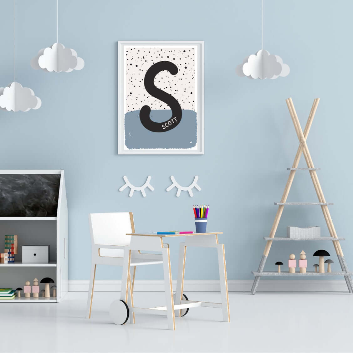 Personalised Scandi inspired print. Initial Print. Custom Initial Wall Art. - MoNat&Bag