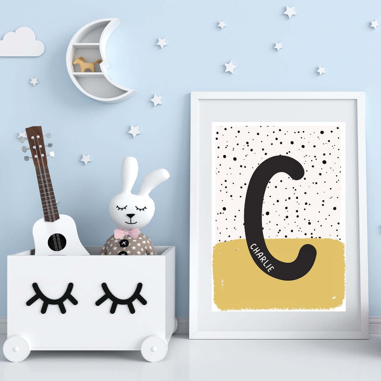 Personalised Scandi inspired print. Initial Print. Custom Initial Wall Art. - MoNat&Bag